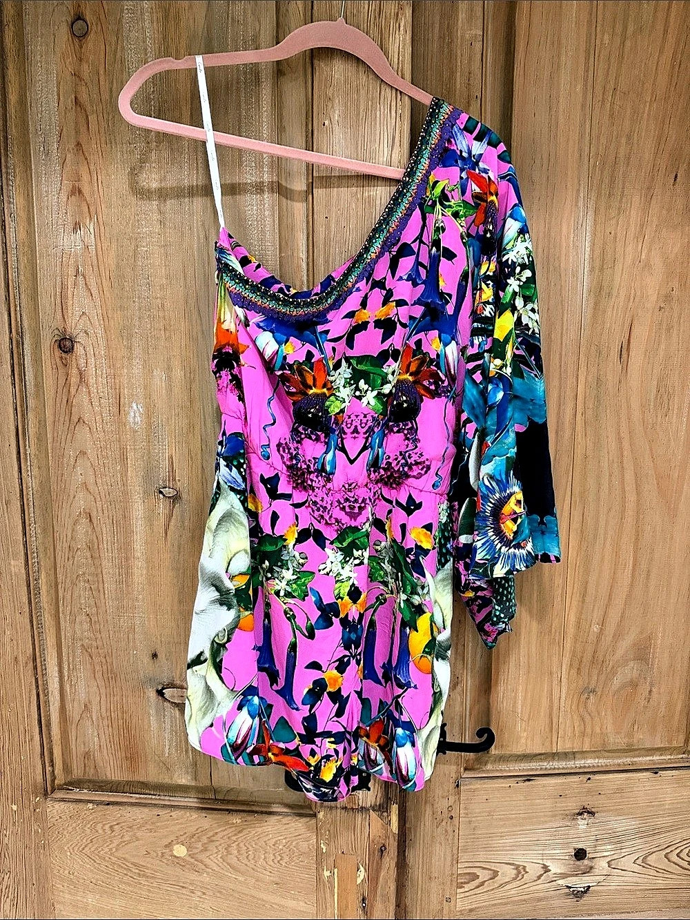 Camilla Floral Romper in Pink & Multicolor Size Small
